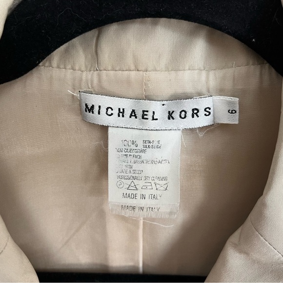 VTG Michael Kors Tan Italian Made Lined Silk Boxy Blazer/Jacket Womens Size 6 - Picture 2 of 13